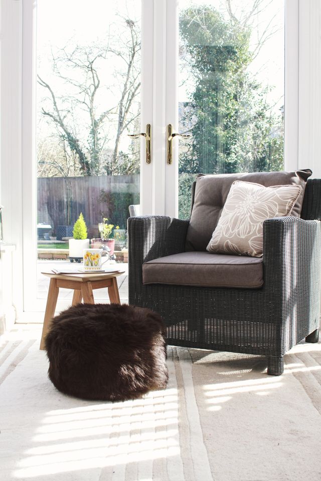 Sheepskin pouffe