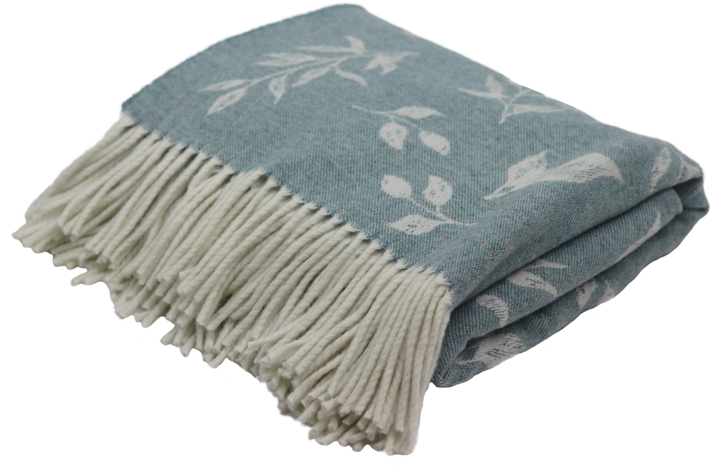 Scottish merino wool blanket Leaf colour Feather